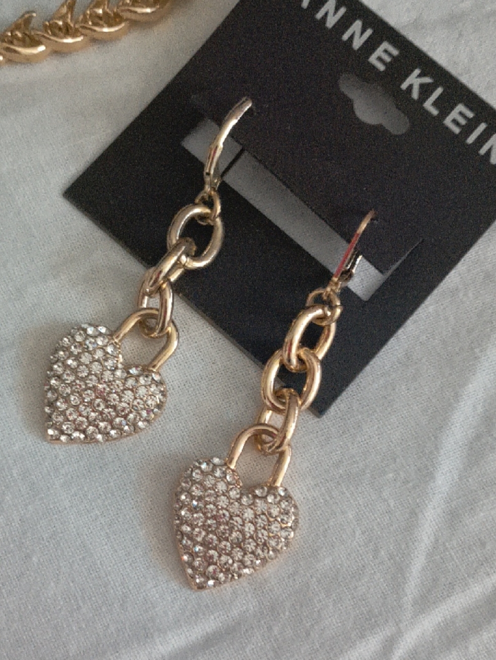 Anne Klein Rose Gold Crystal Heart Drop Earrings